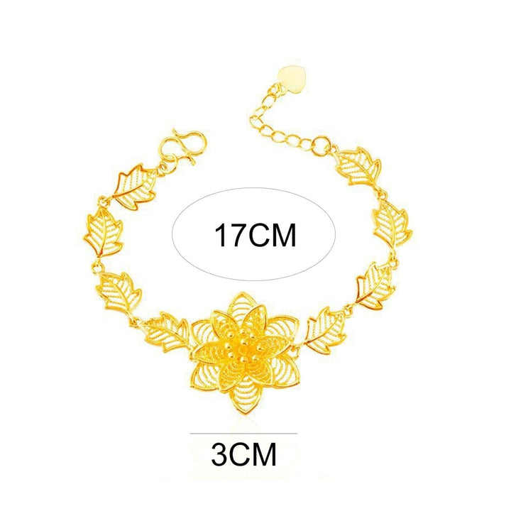 Flower Bracelet Anti-oxidation Smooth Edge Plated Copper Golden Rose Chain Bracelet for Gift Image 8