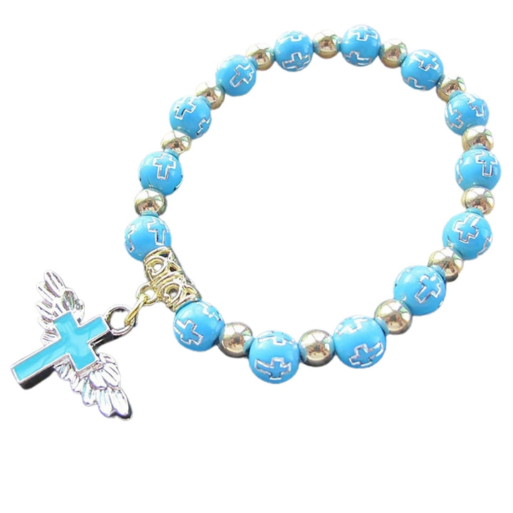 Angel Wing Cross Pendant Unisex Bracelet Traditional Acrylic DIY Handmade Beads Bracelet for Church Event Image 10