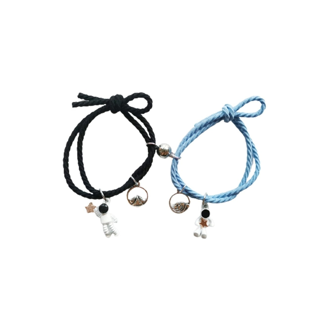 2Pcs Exquisite Bracelet Magnetic Adsorption Alloy Adorable Spaceman Pendant Fashion Bracelet for Girls Image 1