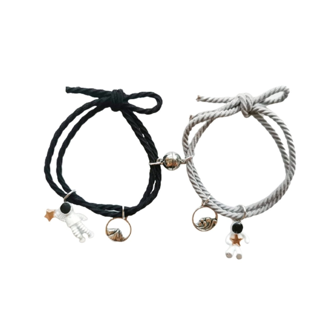 2Pcs Exquisite Bracelet Magnetic Adsorption Alloy Adorable Spaceman Pendant Fashion Bracelet for Girls Image 1