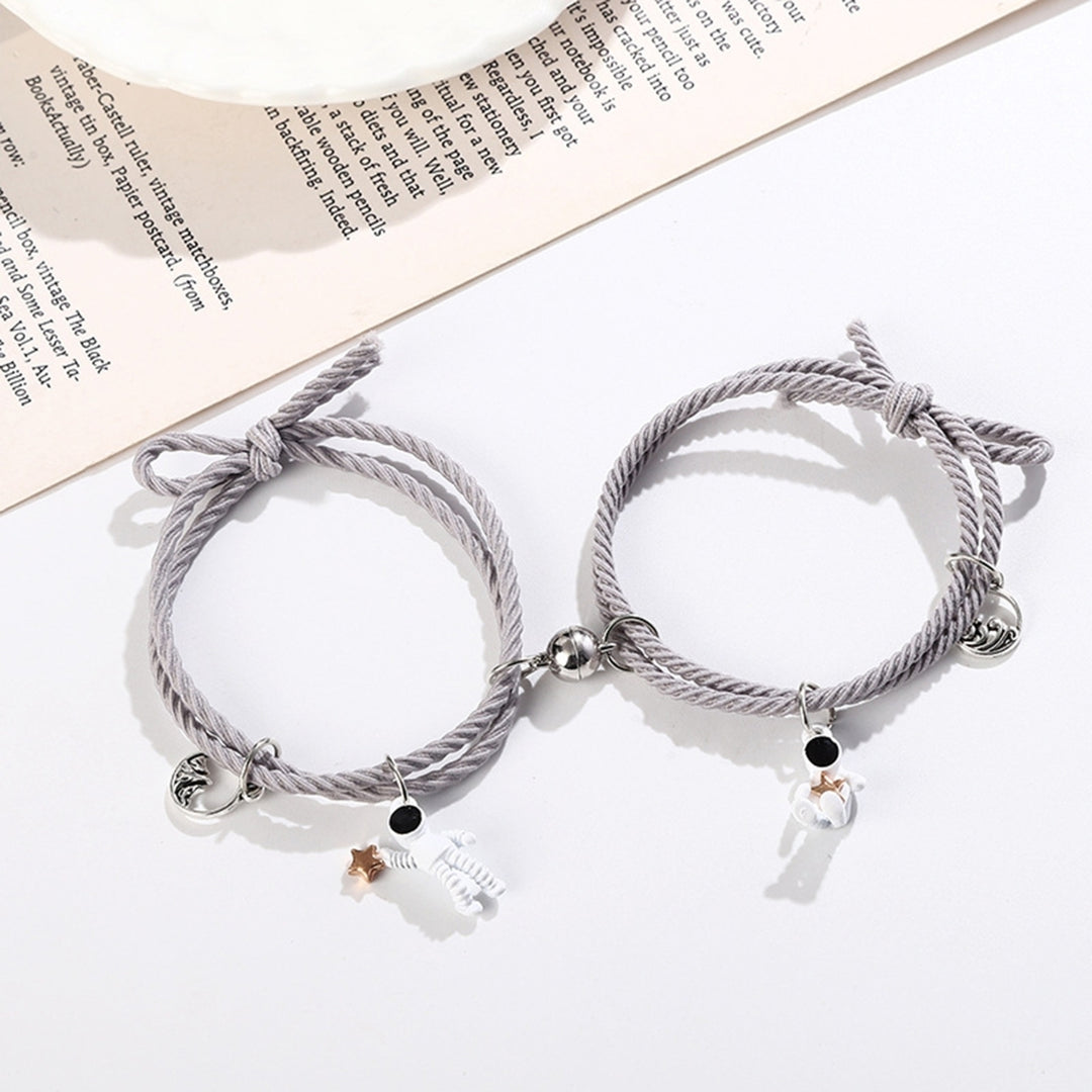 2Pcs Exquisite Bracelet Magnetic Adsorption Alloy Adorable Spaceman Pendant Fashion Bracelet for Girls Image 10