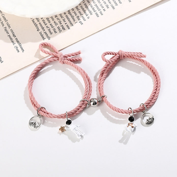 2Pcs Exquisite Bracelet Magnetic Adsorption Alloy Adorable Spaceman Pendant Fashion Bracelet for Girls Image 11