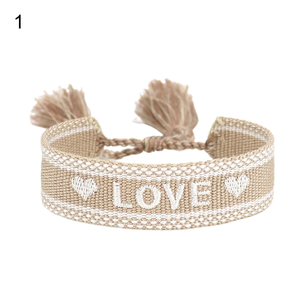 Ladies Wrap Bracelets Tassel Exquisite Hand Decoration Embroidered Letters n Bracelet for Friends Image 2