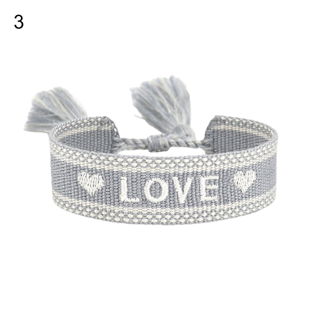 Ladies Wrap Bracelets Tassel Exquisite Hand Decoration Embroidered Letters n Bracelet for Friends Image 1