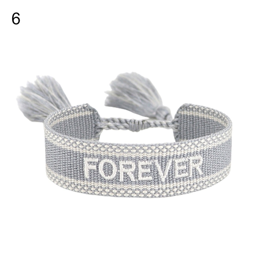 Ladies Wrap Bracelets Tassel Exquisite Hand Decoration Embroidered Letters n Bracelet for Friends Image 7