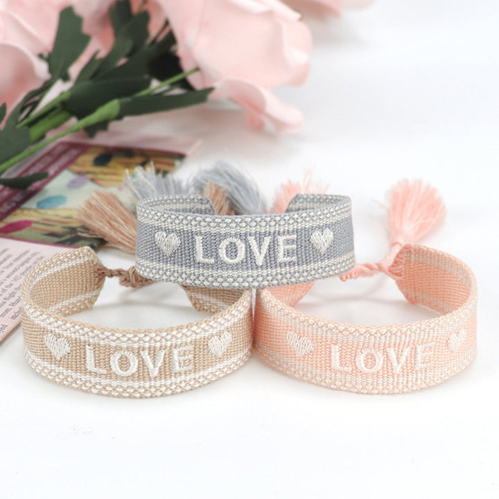 Ladies Wrap Bracelets Tassel Exquisite Hand Decoration Embroidered Letters n Bracelet for Friends Image 10