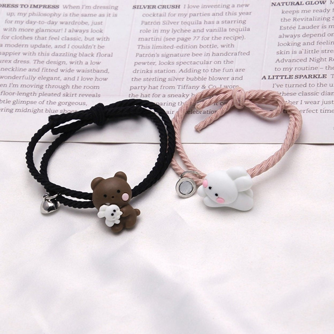 2Pcs Couple Bracelet Cartoon Magnetic Matching Lovers Wristband Jewelry Fashion Accessory for Valentine Day Image 3