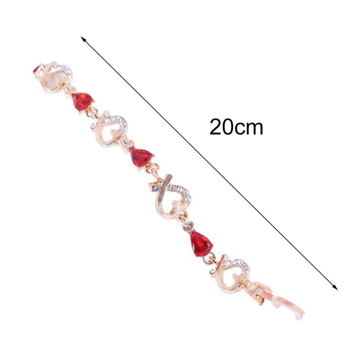 Heart Hollow Women Bracelet Alloy Red Rhinestone Chain Bracelet Jewelry Accessory Image 4