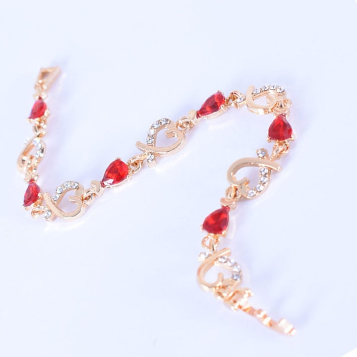 Heart Hollow Women Bracelet Alloy Red Rhinestone Chain Bracelet Jewelry Accessory Image 11