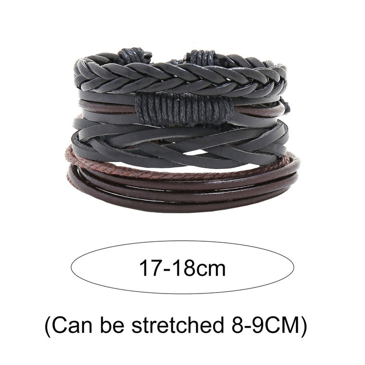 4Pcs Multi-layer Faux Leather Braided Bracelets Linen Rope Adjustable Handmade Unisex Bracelets Jewelry Accessories Image 4