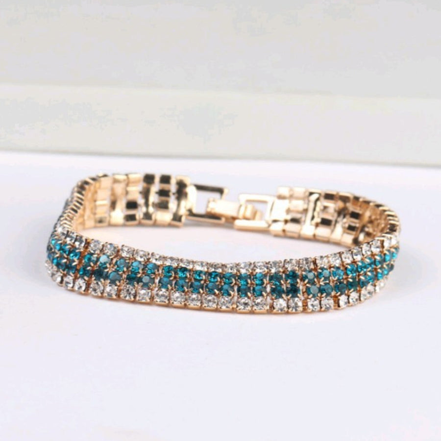 Rhinestone Luxury Women Bracelet Copper Shiny Four Rows Chain Bracelet Jewelry Accessory Image 1