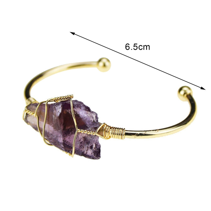 Wire Wrap Natural Stone Women Bracelet Alloy Irregular Stone Opening Adjustable Bangle Jewelry Gift Image 9