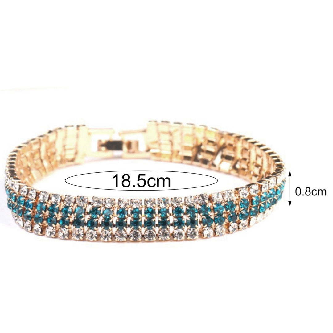 Rhinestone Luxury Women Bracelet Copper Shiny Four Rows Chain Bracelet Jewelry Accessory Image 4