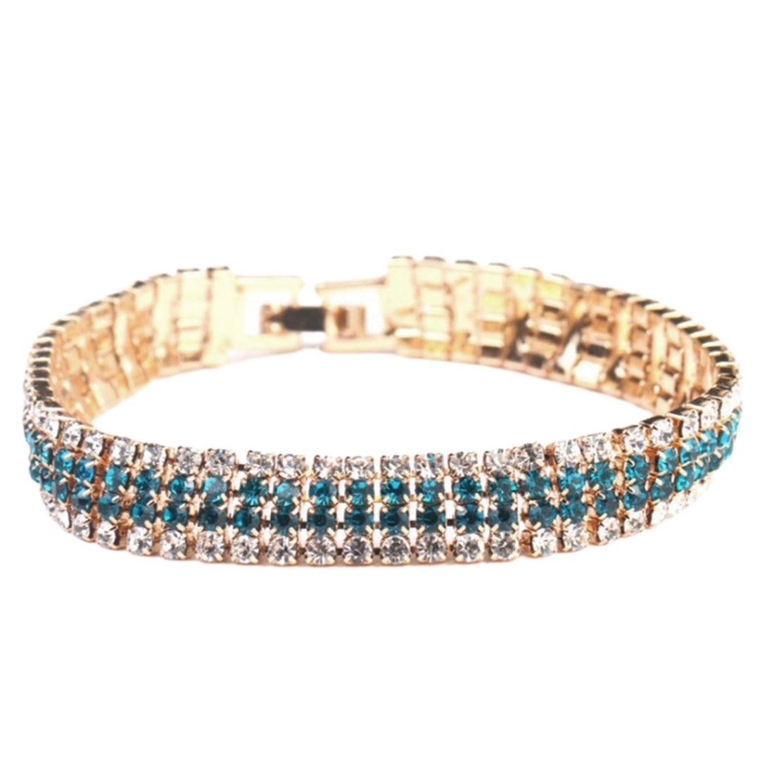 Rhinestone Luxury Women Bracelet Copper Shiny Four Rows Chain Bracelet Jewelry Accessory Image 7