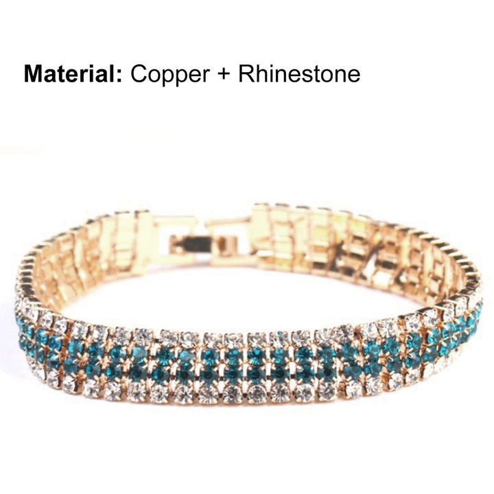 Rhinestone Luxury Women Bracelet Copper Shiny Four Rows Chain Bracelet Jewelry Accessory Image 11