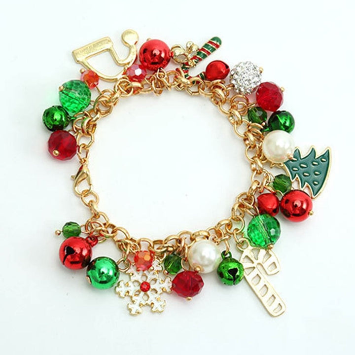 Alloy Christmas Bracelet Bell Faux Crystal Snowflake Christmas Tree Bracelet for Party Image 6
