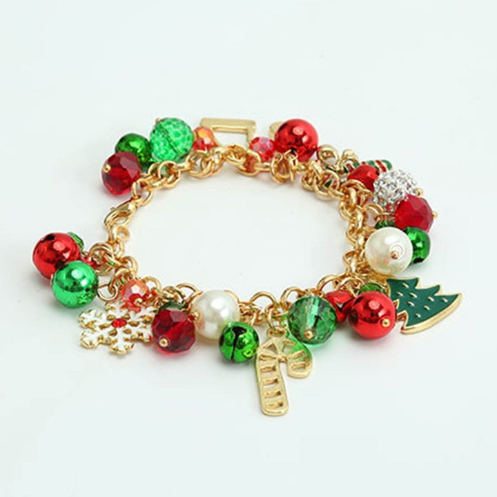 Alloy Christmas Bracelet Bell Faux Crystal Snowflake Christmas Tree Bracelet for Party Image 7