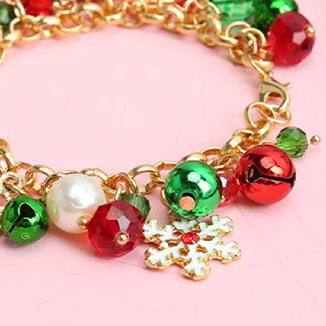 Alloy Christmas Bracelet Bell Faux Crystal Snowflake Christmas Tree Bracelet for Party Image 8