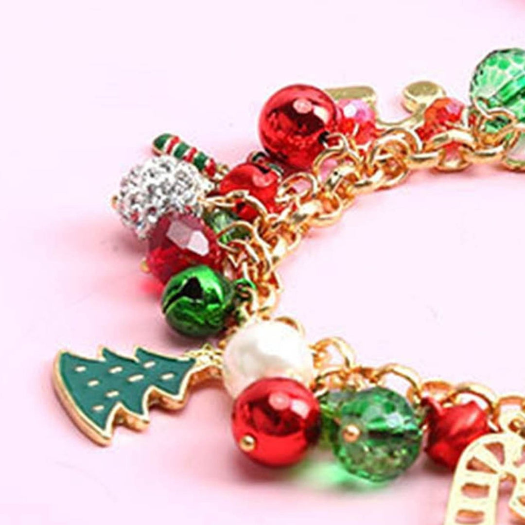 Alloy Christmas Bracelet Bell Faux Crystal Snowflake Christmas Tree Bracelet for Party Image 9