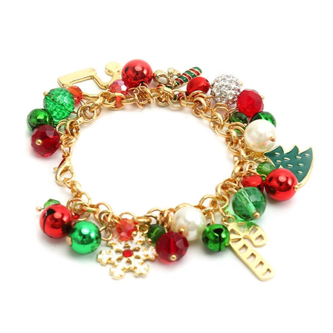 Alloy Christmas Bracelet Bell Faux Crystal Snowflake Christmas Tree Bracelet for Party Image 10
