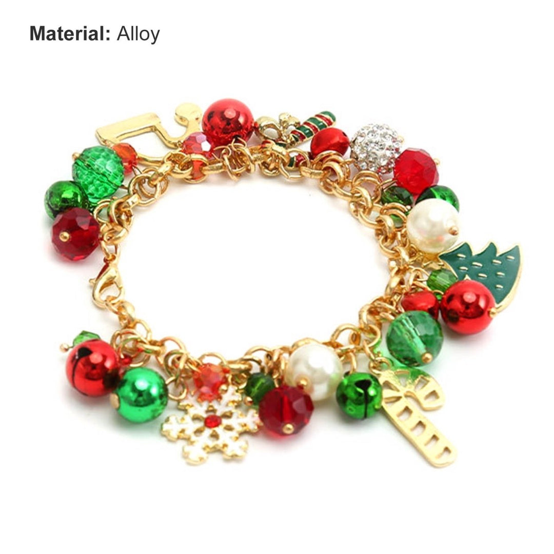 Alloy Christmas Bracelet Bell Faux Crystal Snowflake Christmas Tree Bracelet for Party Image 11