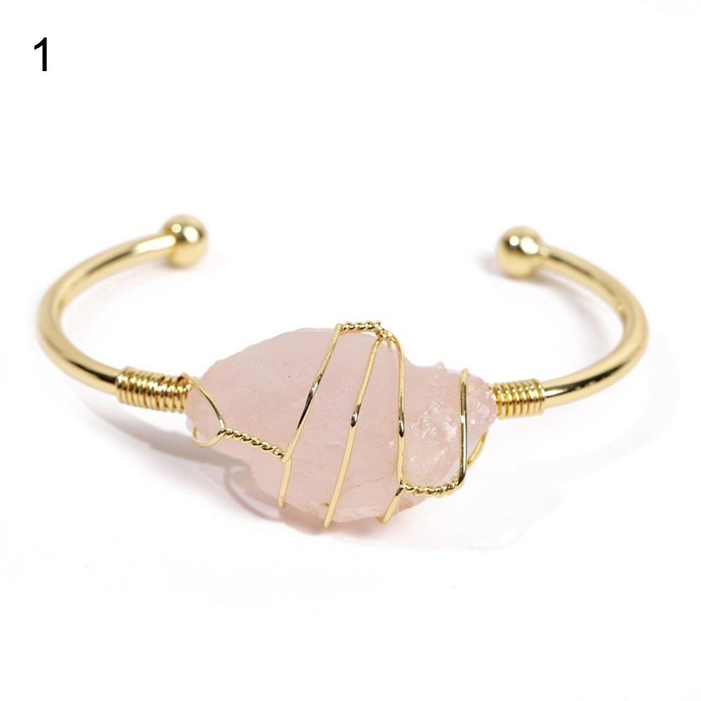 Charming Bangle Durable Copper Open End Faux Crystal Bracelet for Daily Wear Image 2