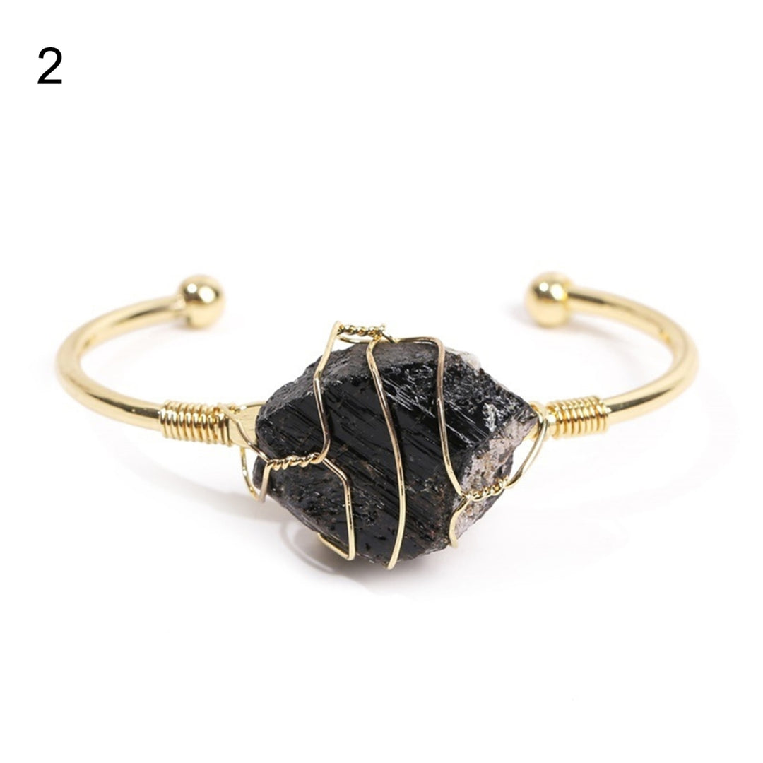 Charming Bangle Durable Copper Open End Faux Crystal Bracelet for Daily Wear Image 3