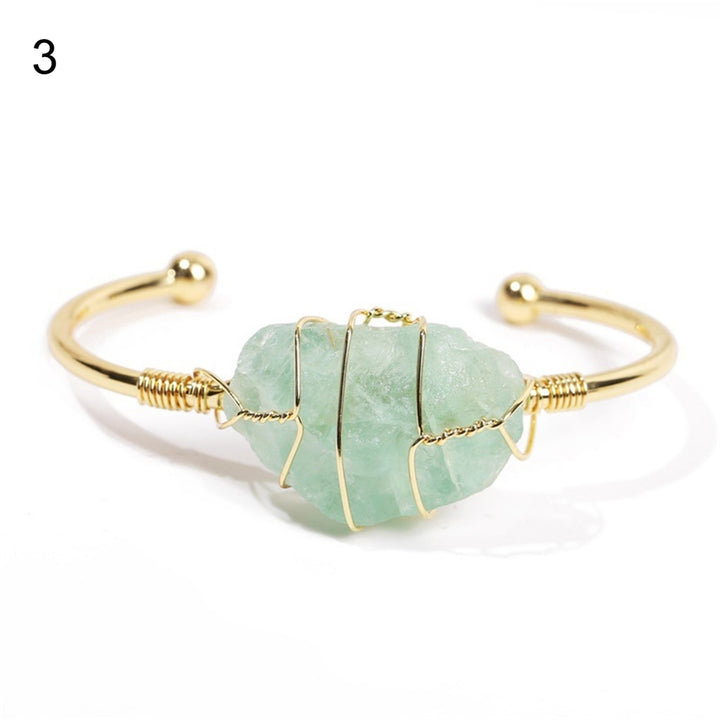 Charming Bangle Durable Copper Open End Faux Crystal Bracelet for Daily Wear Image 4