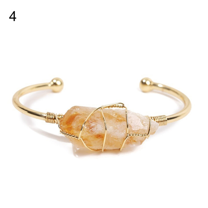 Charming Bangle Durable Copper Open End Faux Crystal Bracelet for Daily Wear Image 4