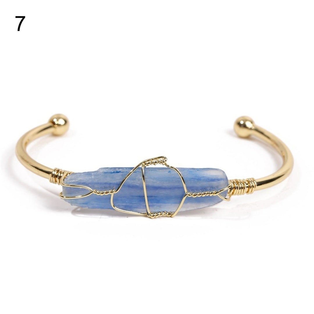 Charming Bangle Durable Copper Open End Faux Crystal Bracelet for Daily Wear Image 8