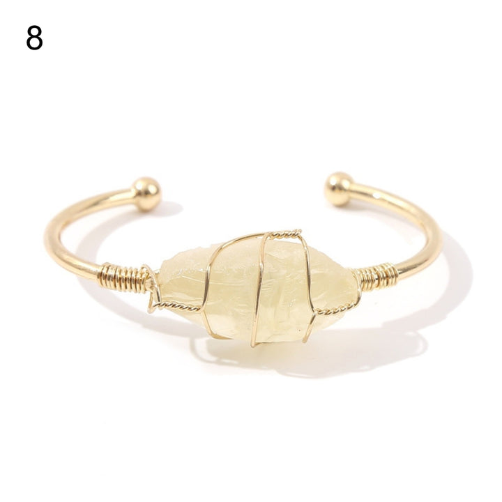 Charming Bangle Durable Copper Open End Faux Crystal Bracelet for Daily Wear Image 9