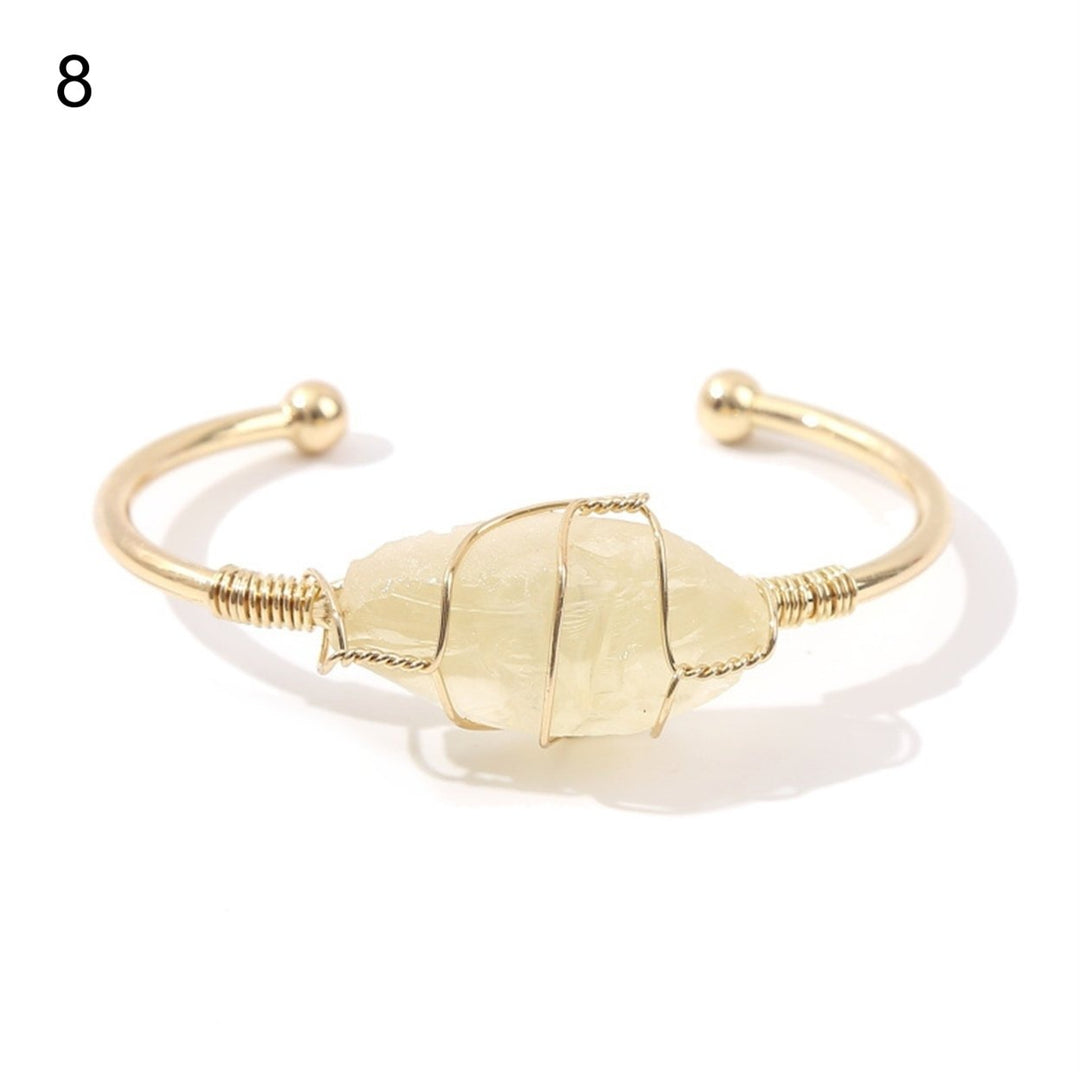 Charming Bangle Durable Copper Open End Faux Crystal Bracelet for Daily Wear Image 1