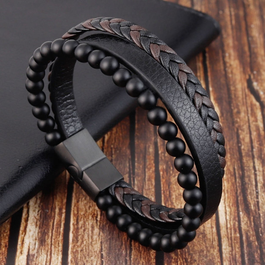 Men Bracelet Multi-layer Punk Jewelry All Match Mix Color Bracelet for Daily Wear Image 1