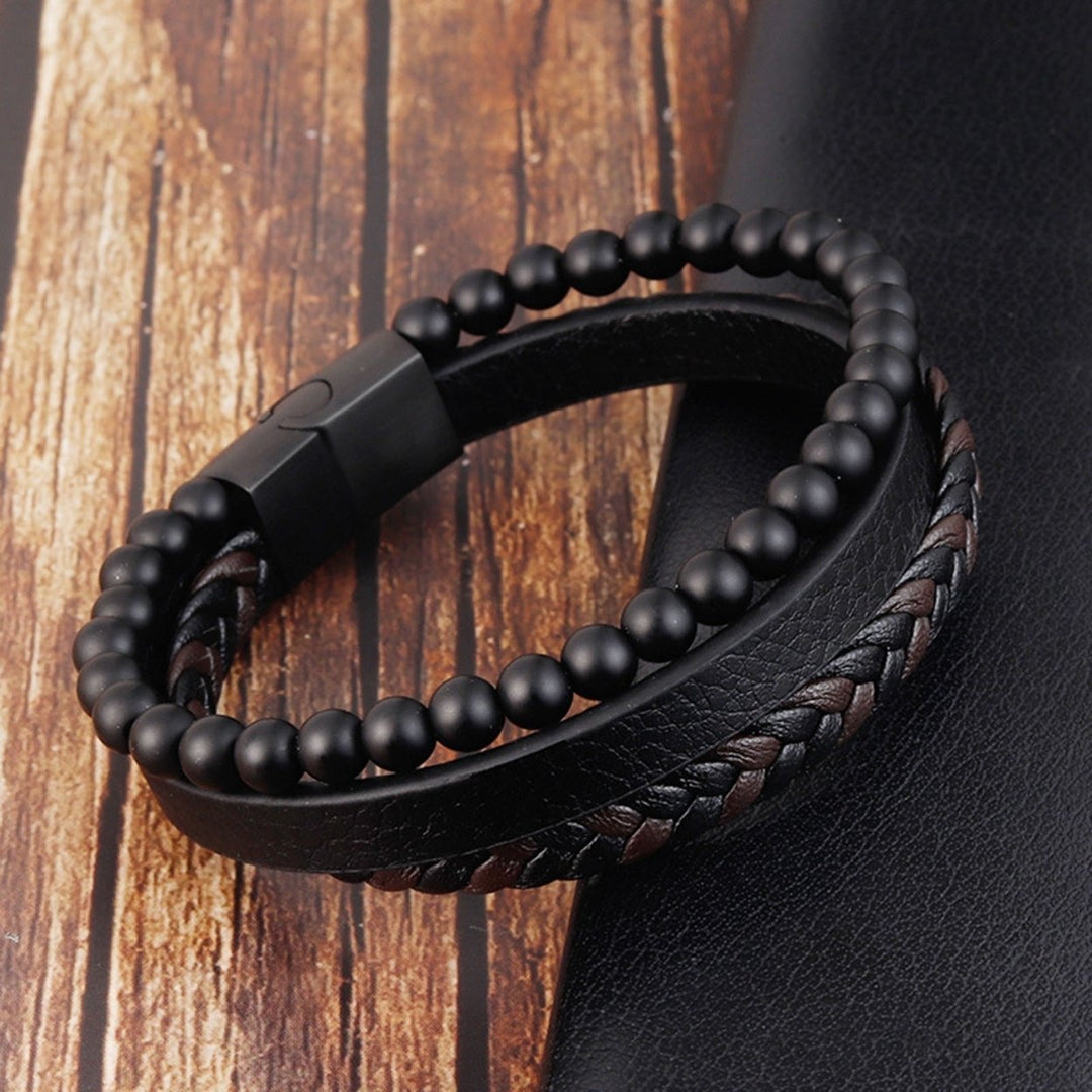 Men Bracelet Multi-layer Punk Jewelry All Match Mix Color Bracelet for Daily Wear Image 2