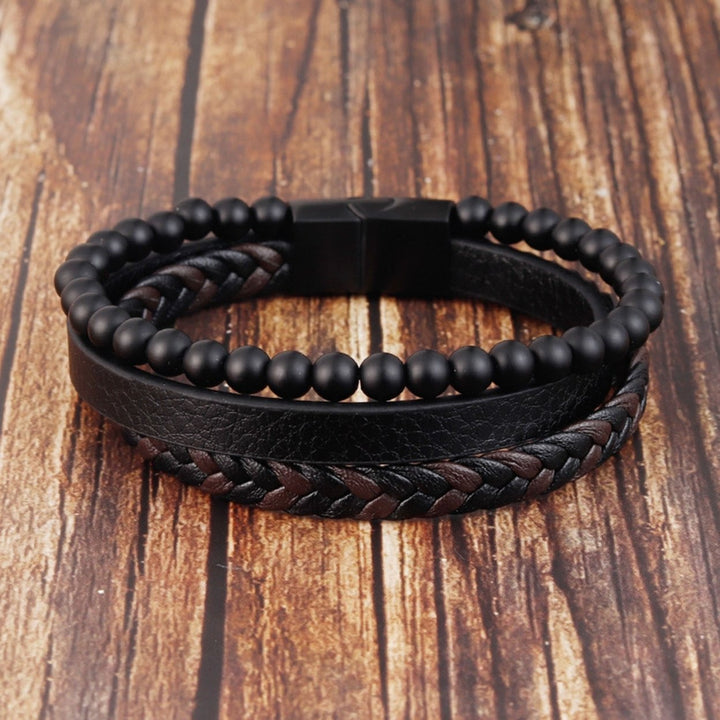 Men Bracelet Multi-layer Punk Jewelry All Match Mix Color Bracelet for Daily Wear Image 3