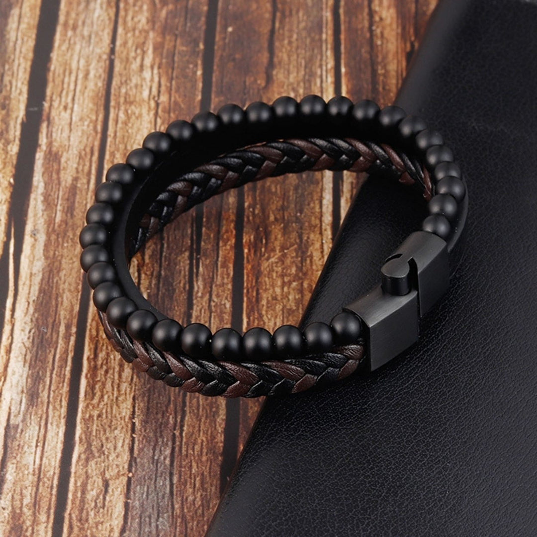 Men Bracelet Multi-layer Punk Jewelry All Match Mix Color Bracelet for Daily Wear Image 4