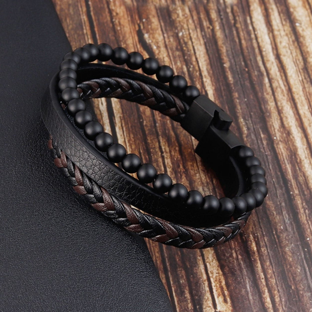 Men Bracelet Multi-layer Punk Jewelry All Match Mix Color Bracelet for Daily Wear Image 6