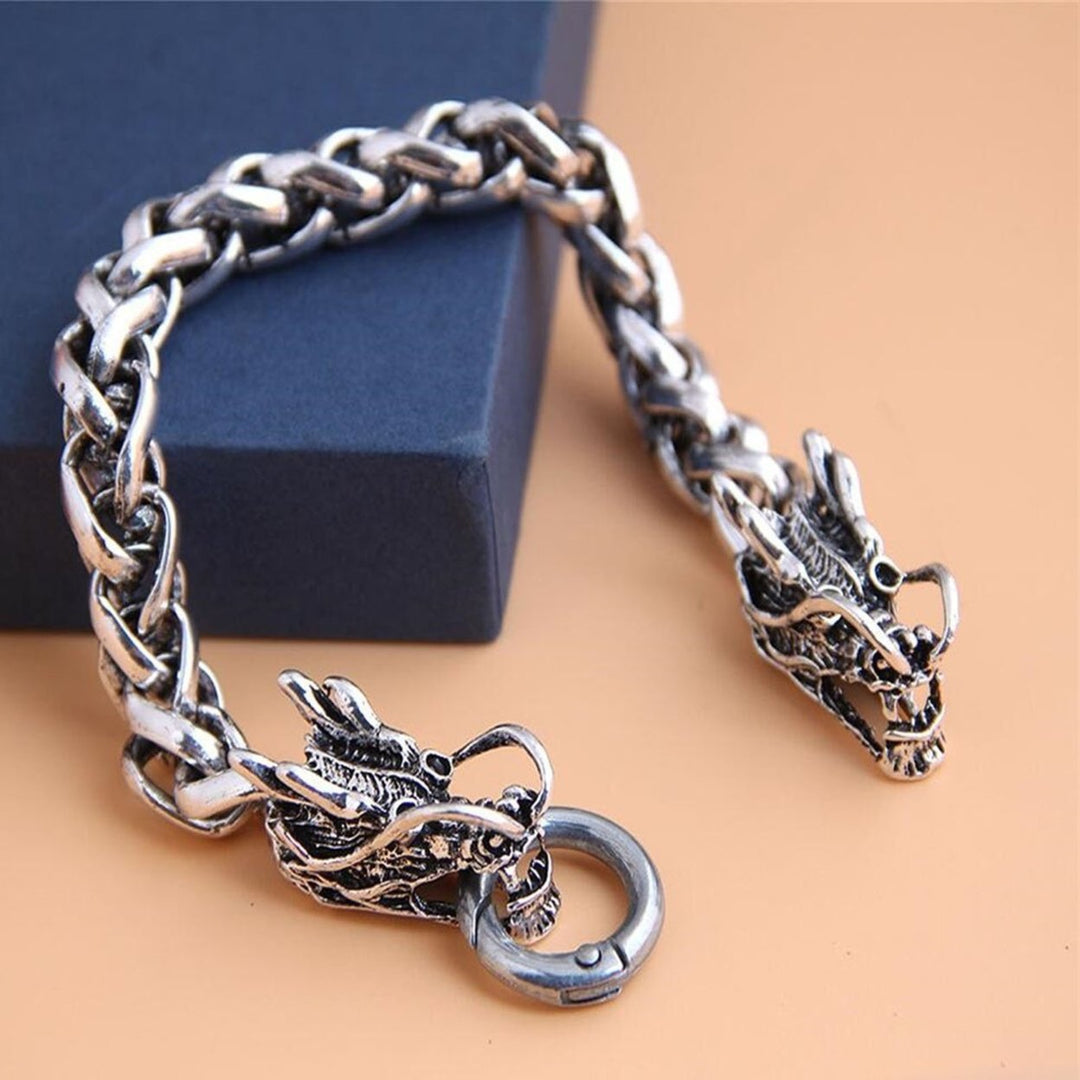 Thick Chain Retro Men Bracelet Alloy Auspicious Dragon Men Chain Bangle Jewelry Accessory Image 2