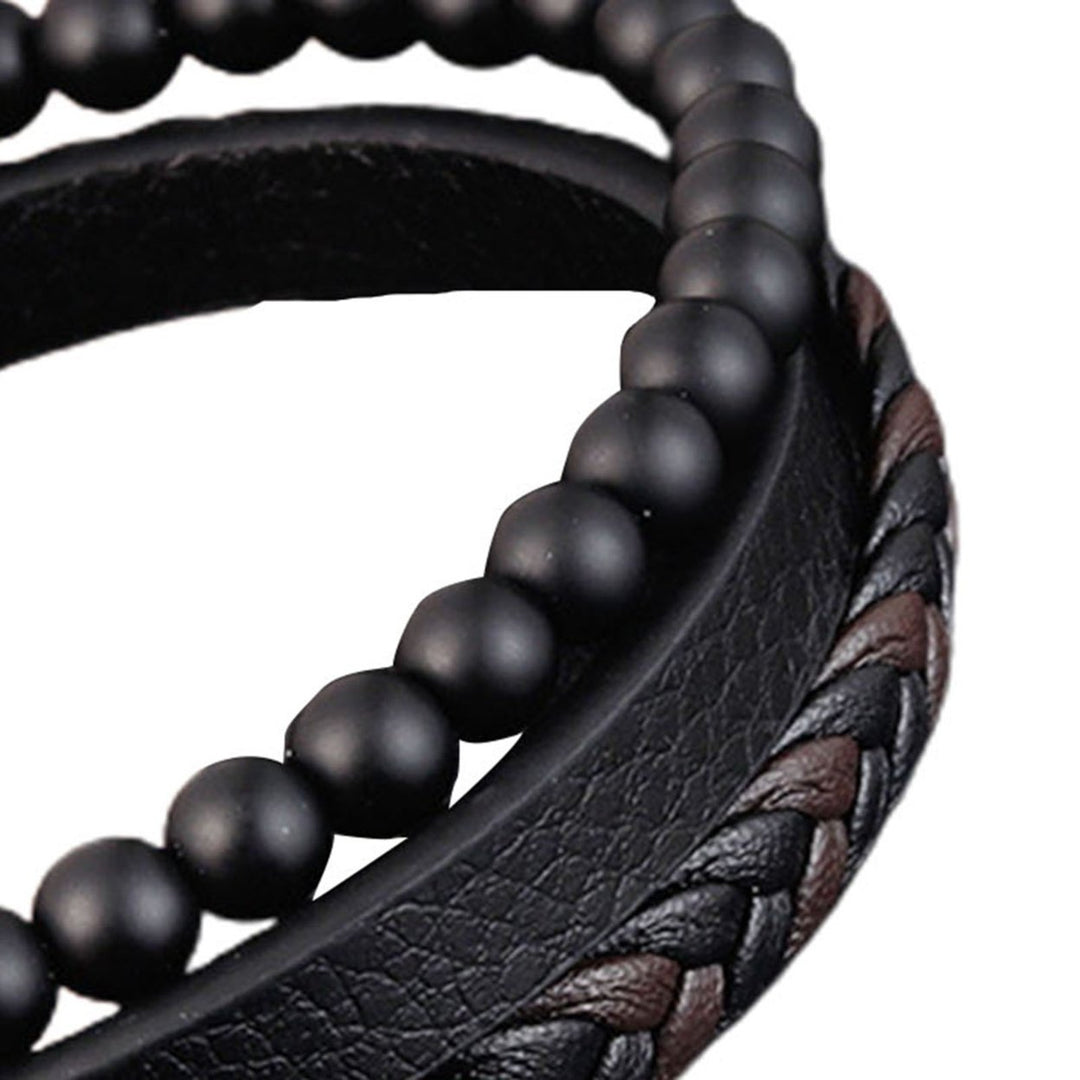 Men Bracelet Multi-layer Punk Jewelry All Match Mix Color Bracelet for Daily Wear Image 12