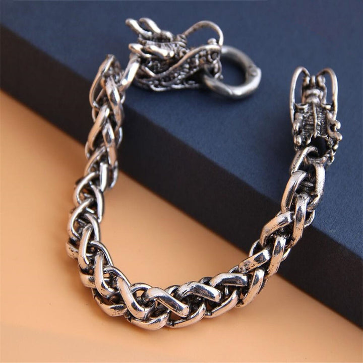 Thick Chain Retro Men Bracelet Alloy Auspicious Dragon Men Chain Bangle Jewelry Accessory Image 3