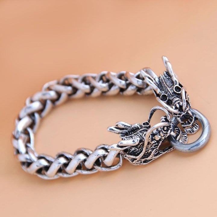 Thick Chain Retro Men Bracelet Alloy Auspicious Dragon Men Chain Bangle Jewelry Accessory Image 4