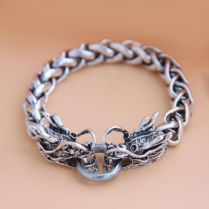 Thick Chain Retro Men Bracelet Alloy Auspicious Dragon Men Chain Bangle Jewelry Accessory Image 6