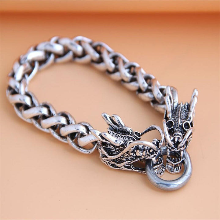 Thick Chain Retro Men Bracelet Alloy Auspicious Dragon Men Chain Bangle Jewelry Accessory Image 7