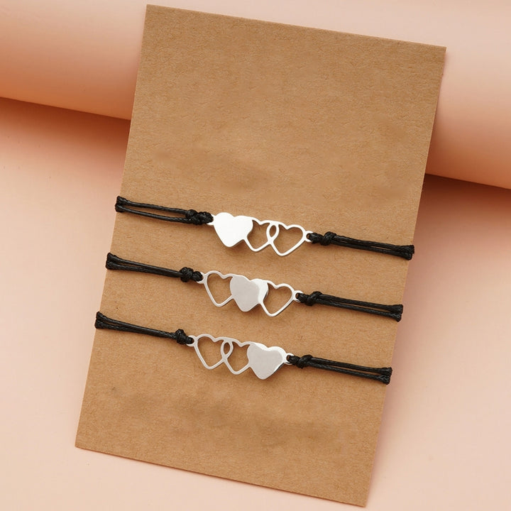 3 Pcs Lady Bracelet Adjustable Heart Shape Creative fine Card Bracelet for Anniversary Image 1