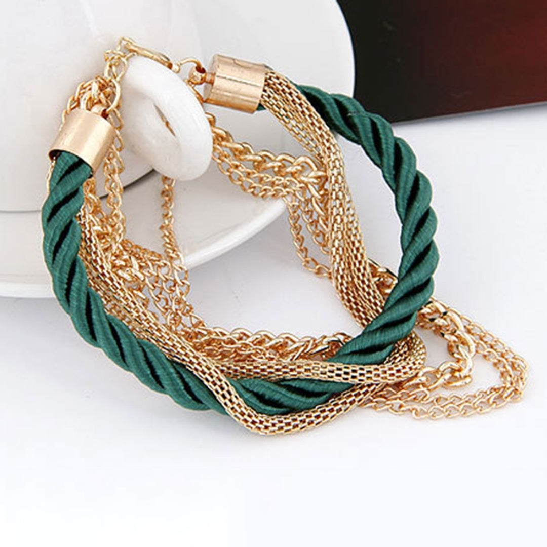 Exaggerated Adjustable Women Bracelet Alloy Multilayer Metal Chain Charm Bracelet Jewelry Accessories Image 1