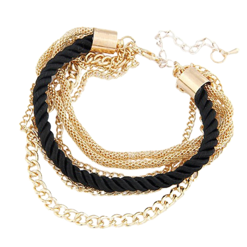 Exaggerated Adjustable Women Bracelet Alloy Multilayer Metal Chain Charm Bracelet Jewelry Accessories Image 2