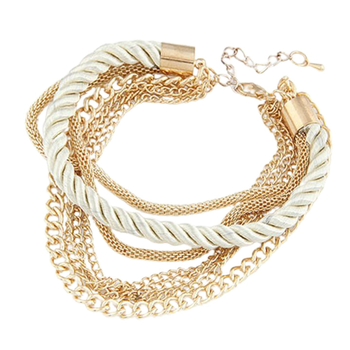 Exaggerated Adjustable Women Bracelet Alloy Multilayer Metal Chain Charm Bracelet Jewelry Accessories Image 3