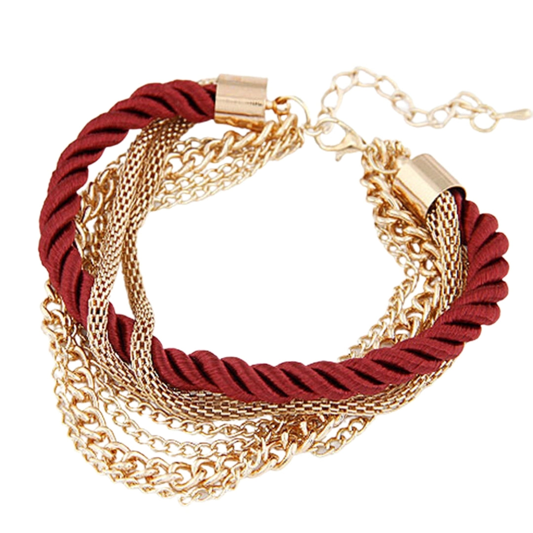 Exaggerated Adjustable Women Bracelet Alloy Multilayer Metal Chain Charm Bracelet Jewelry Accessories Image 4