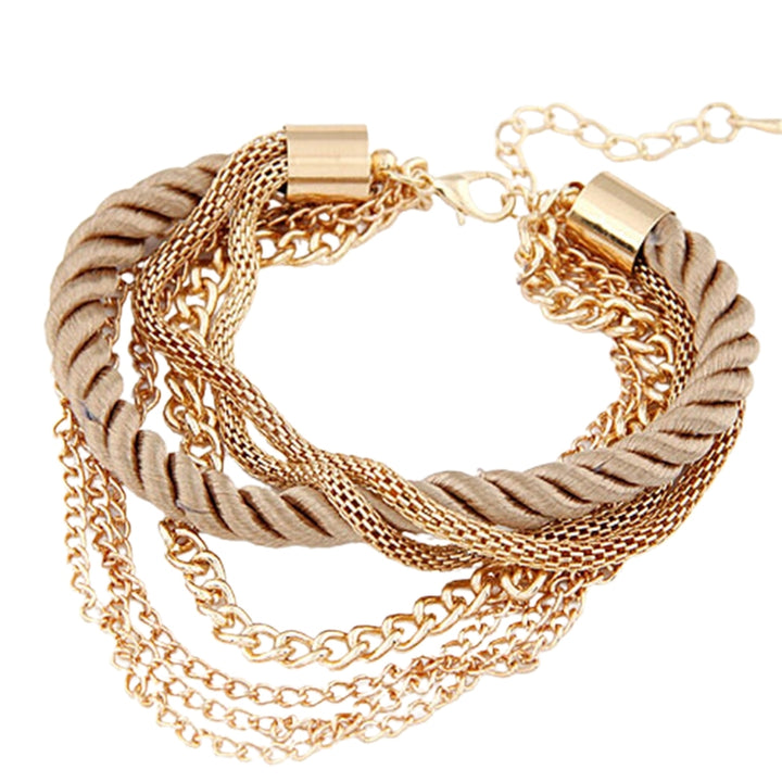 Exaggerated Adjustable Women Bracelet Alloy Multilayer Metal Chain Charm Bracelet Jewelry Accessories Image 7