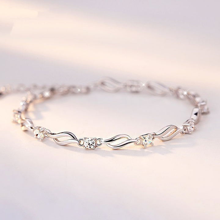 Bracelets Adjustable Attractive Shiny Rhinestone Women Chain Bangle for Dating Image 1